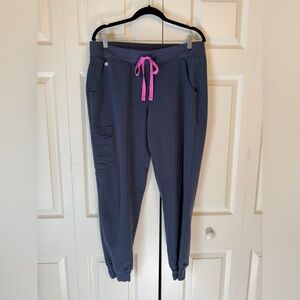 Figs Women's Navy with Pink Zamora joggers, size Large Petite